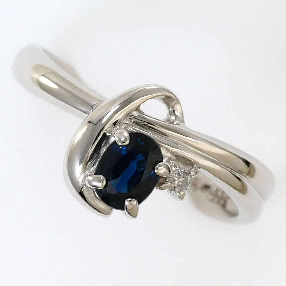 PT850 Platinum Ring - Sapphire 0.37ct, Diamond 0.01ct, Total Weight 2.8g Jewelry